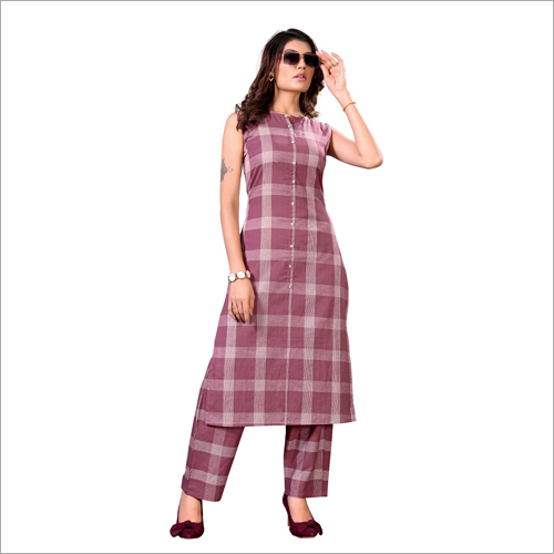 Ladies Check Printed Kurti